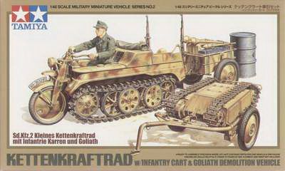 Kettenkraftrad w/Cart+Goliath 1/48
