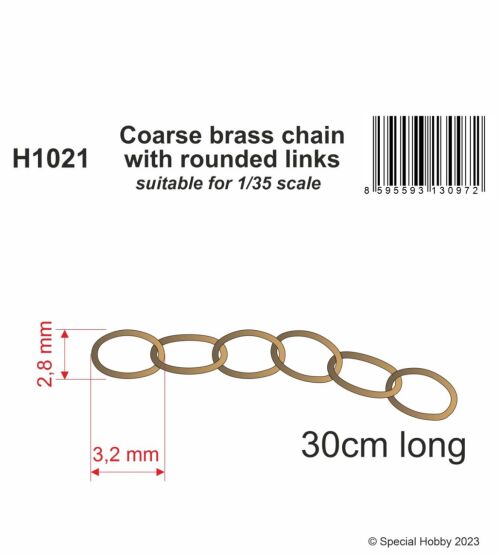 Coarse brass chain with rounded links -s